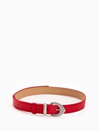 Ремень женский, 110×3 см, пряжка металл матовая, серебристая, красный - фото 59849453