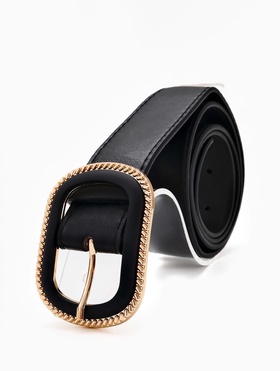 Ремень женский, 110×3 см, пряжка пластик, золотистая, чёрный
