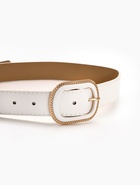 Ремень женский, 110×3 см, пряжка пластик, золотистая, белый - фото 809308474