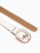 Ремень женский, 110×3 см, пряжка пластик, золотистая, белый - фото 809308476