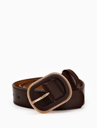 Ремень женский, 110×3 см, пряжка пластик, золотистая, коричневый - фото 809308485