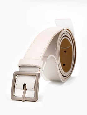 Ремень женский, 110×3 см, пряжка металл матовая, серебристая, белый