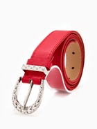 Ремень женский, 110×3 см, пряжка металл, серебристая, красный - фото 59849515