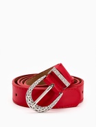Ремень женский, 110×3 см, пряжка металл, серебристая, красный - фото 59849516