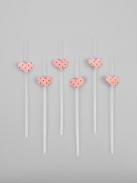 Трубочки для коктейлей «Сердечки», розовые , 6 шт 10949683