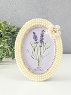 Фоторамка для фото 13×18 см «Белый жемчуг с цветком», овальная, пластик - Фото 1