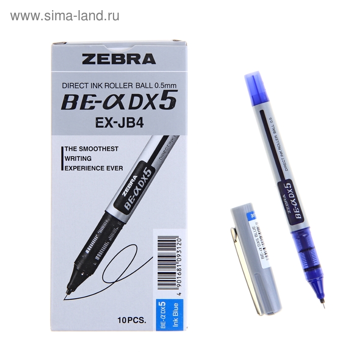 Ручка-роллер Zebra ZEB-ROLLER BE-& DX5 (EX-JB4-BL), узел 0,5мм, игловидный пишущий наконечник, синий - Фото 1