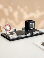 УЦЕНКА Набор настольный 7в1 с визитницей и часами, черное дерево - Фото 1