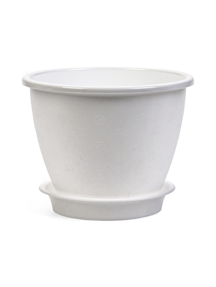 Горшок для цветов «Цветочек», 2.1 л, d=18 см, h=14 см, пластиковый, белый - Фото 1