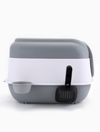 Туалет закрытый с УФ-лампой и миской 52×38×37 см, серый - фото 59849805