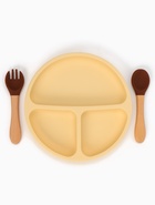 Тарелка детская секционная с ложкой и вилкой, 3 секции, молочный, Mum&Baby - Фото 1