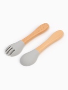 Тарелка детская секционная с ложкой и вилкой, 3 секции, серый, Mum&Baby - фото 119073618 Тарелка детская секционная с ложкой и вилкой, 3 секции, серый, Mum&Baby - фото 119073618