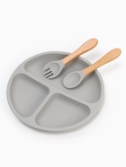 Тарелка детская секционная с ложкой и вилкой, 3 секции, серый, Mum&Baby - Фото 3