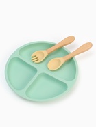 Тарелка детская секционная с ложкой и вилкой, 3 секции, бирюзовый, Mum&Baby - фото 119073636 Тарелка детская секционная с ложкой и вилкой, 3 секции, бирюзовый, Mum&Baby - фото 119073636