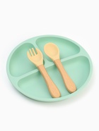 Тарелка детская секционная с ложкой и вилкой, 3 секции, бирюзовый, Mum&Baby - Фото 9
