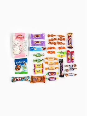 Сладкий детский новогодний подарок «Волшебного нового года»: конфеты 500 г с пиксельным конструктором