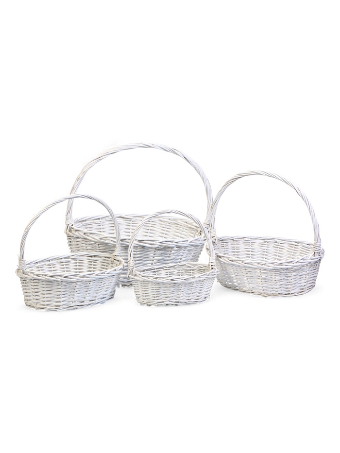 УЦЕНКА Набор корзин, 45×36×14/41 см, 39×31×13/36 см, 33×25×11/31 см, 28×19×9/26 см, белый, ива - Фото 1