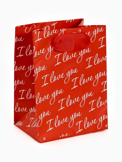 Пакет ламинированный Love you, 9×12×6.5 см
