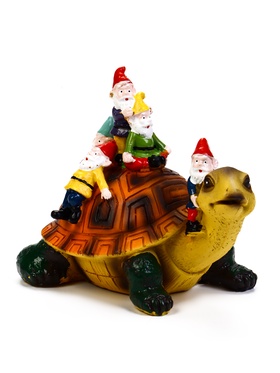 Садовая фигура из полистоуна «Черепаха с гномами», 18×11×14 см, Greengo