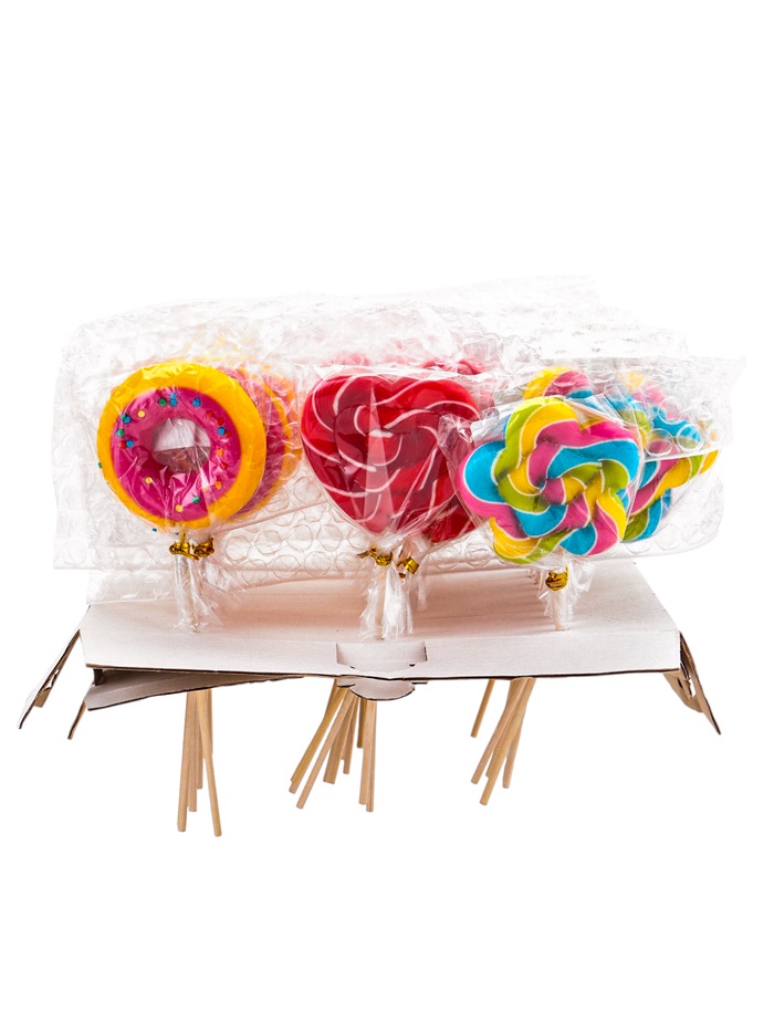 УЦЕНКА Карамель леденцовая "Сердце. Пончик. Цветок", малина, тутти-фрутти, клубника, 30 г - Фото 1