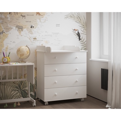 Комод пеленальный ИНКАНТО Nova 800/4 с органайзером, 85×84×45 см, ЛДСП, белый