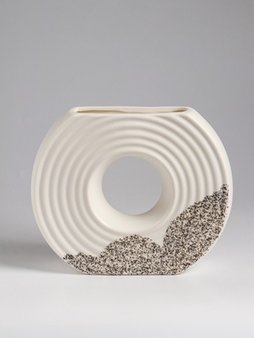 Ваза настольная керамика "Паскуаль" 16х19 см, бело-серый