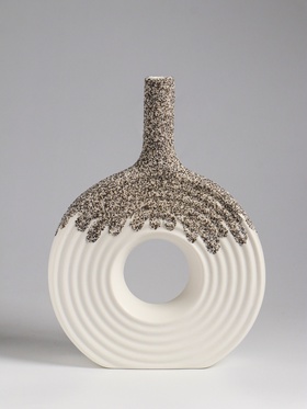 Ваза настольная керамика "Паскуаль" 26,5х20 см, бело-серый