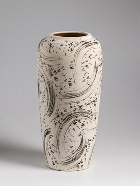 Ваза настольная керамика "Сэнс" 28,5х13 см, бело-чёрный