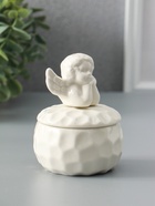 Шкатулка керамика "Ангелочек" белая 8х8х10,5 см - фото 809309841