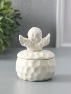 Шкатулка для украшений с крышкой «Ангелочек», керамика, белая, 8×8×10.5 см - Фото 3