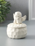 Шкатулка керамика "Ангелочек" белая 8х8х10,5 см - фото 809309843