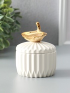 Шкатулка для украшений с крышкой «Золотой лист Гинкго», керамика, белая, 8×8×10 см - Фото 2