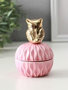 Шкатулка для украшений с крышкой «Золотая бабочка», розовая, 8×8×9 см - Фото 3