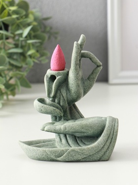 Подставка под благовония песчаник "Мудра Витарка - Колесо учения" 5,5х10,3х11,5 см