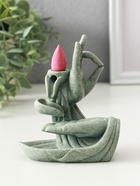 Подставка для благовоний «Мудра Витарка - Колесо учения», песчаник, стелющийся дым, 5.5×10.3×11.5 см - Фото 5