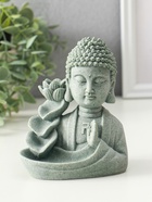 Подставка для благовоний «Будда и фонтан с лотосом», песчаник, стелющийся дым, 7×10.5×13 см - Фото 2