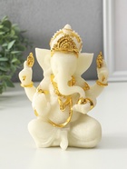 Сувенир песчаник "Ганеша - мудрость и благополучие" белый с золотом 8х13х18,5 см - фото 60173820