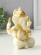 Сувенир песчаник "Ганеша - мудрость и благополучие" белый с золотом 8х13х18,5 см - фото 60173821