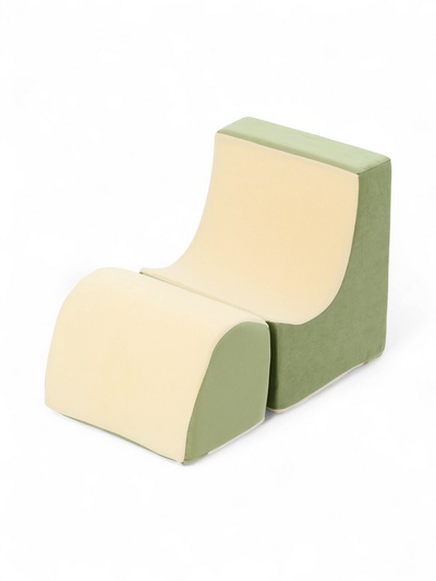 Мягкое кресло «Куб», зеленый-молочный