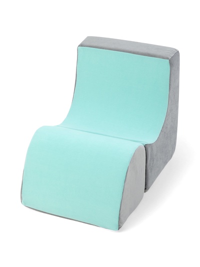 Мягкое кресло «Куб», серый-мятный