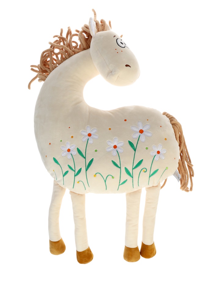 Мягкая игрушка - подушка «Конь Даниэль», белый с ромашками, 40 см - Фото 1