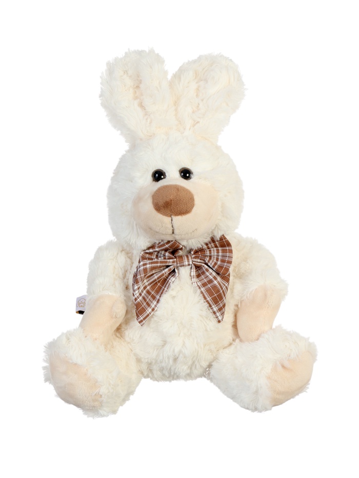 Мягкая игрушка «Зайчик» белый с коричневым бантиком в клетку, 20 см - Фото 1