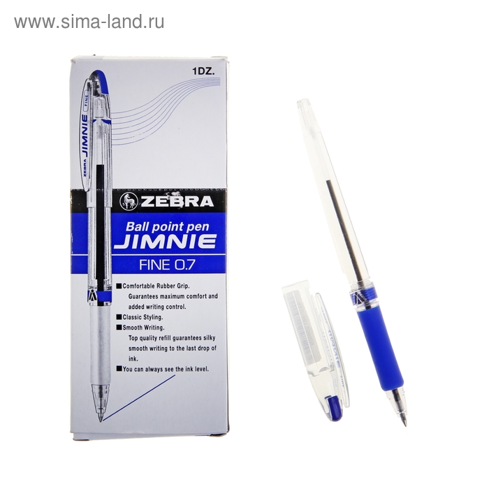 Ручка шариковая Zebra JIMNIE (RB-100-BL) стержень синий, узел 0.7мм - Фото 1