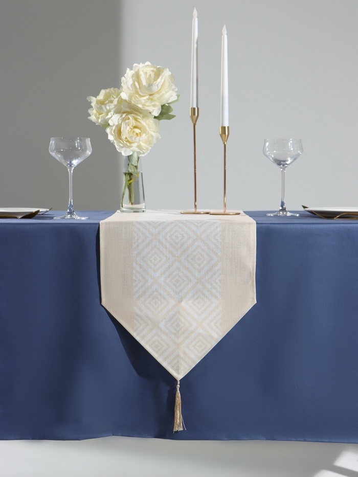 Дорожка на стол «Этель. Геометрия», 35×180 см, 200 г/м², бежевая