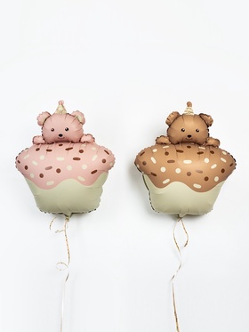 Воздушный шар фольгированный 29" «Кексик с медвежонком» (комплект 3 шт)