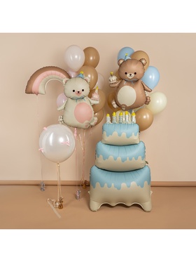 Воздушный шар фольгированный 39" «Мишка с кексиком» (комплект 2 шт)