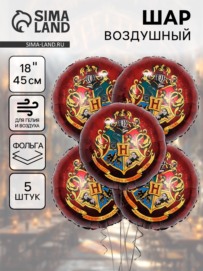 Воздушные шары фольгированные 18" «Волшебная школа», 5 шт. - Фото 1