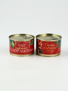 Подарочный набор новогодний «С Новым 2026 годом» в железной банке: чай, монпансье, варенье, открытка - Фото 3