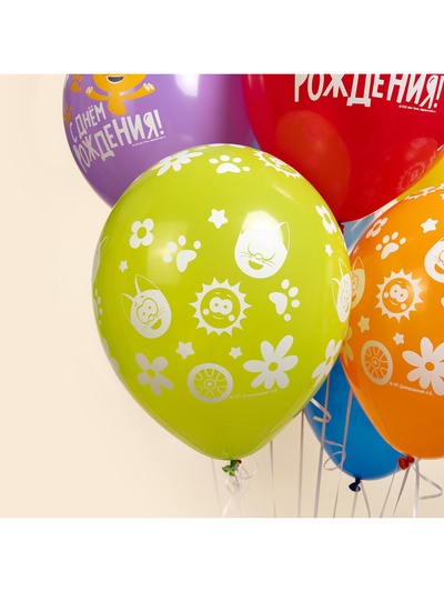 Воздушные шары латексные 12" «Котенок Котэ, С Днем Рождения», 25 шт., МИКС