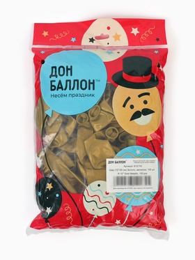 Воздушные шары латексные 12" «Золото», 100 шт.